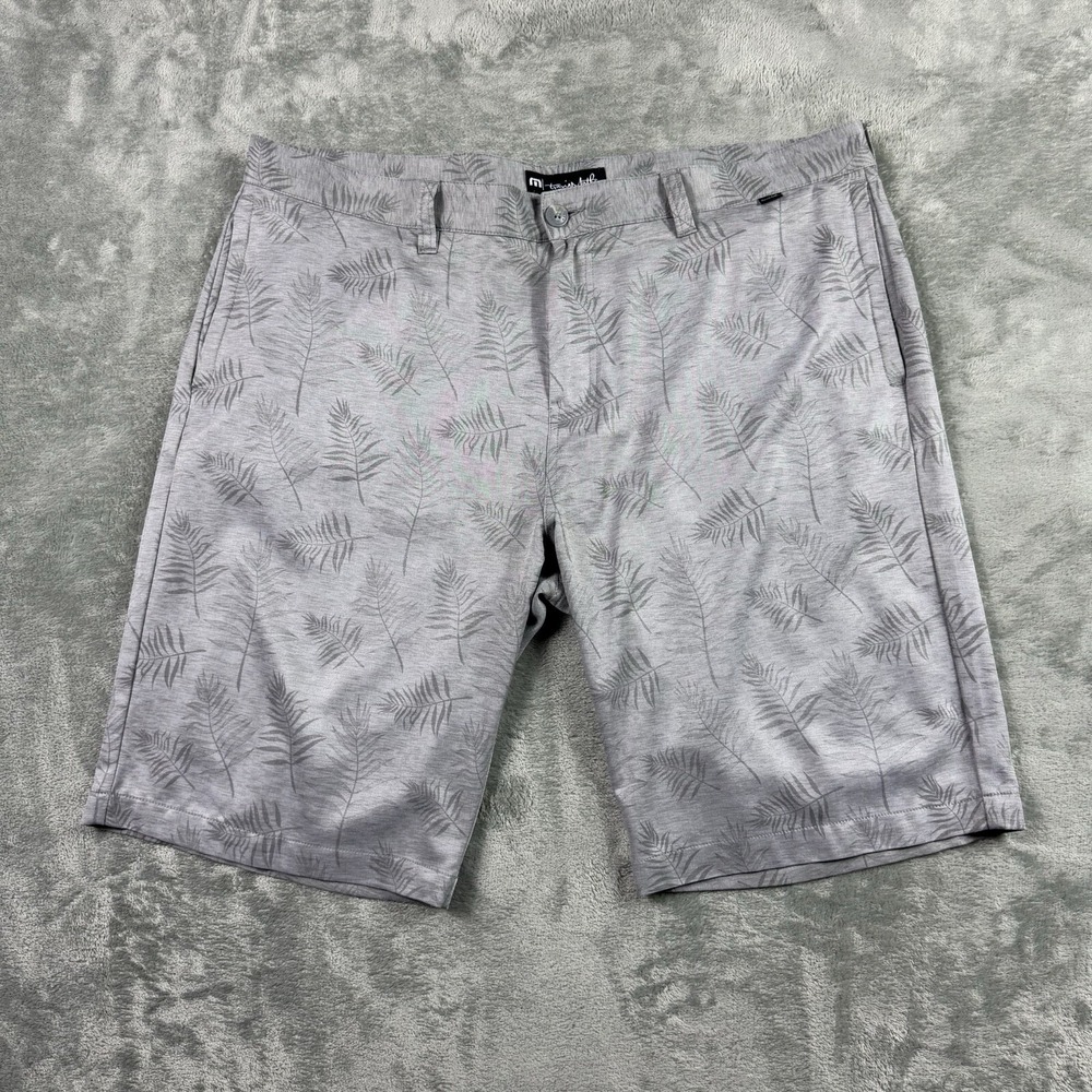 Travis Mathew Hawaiian Floral Shorts Mens 40 Gray Golf Stretch Polyester Spandex